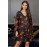 Black Printed V-Neck Three Quarter Sleeve Loose Dress